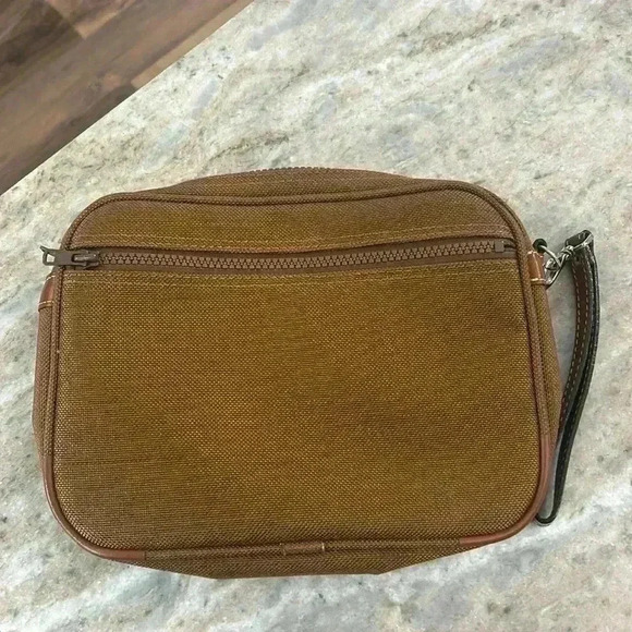 Lancel Paris Canvas Toiletry Dopp Bag Travel Camel Color Brown trim - Picture 9 of 12